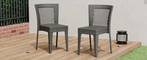 English Elm Christopher Knight Home® - FARLEY Rattan Stacking Sidechair Set of 2 — Durable 300 lb Capacity, Beige Woven Design, Easy Assembly Grey N762P234585E