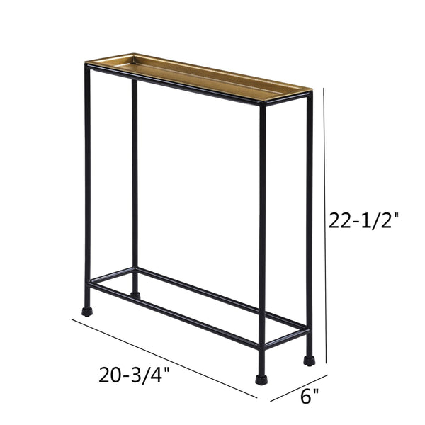 English Elm Trenton Antique Bronze Metal Side Table with Removable Tray Top, Slim Space-Saving Accent Table (24.5") B050P364433