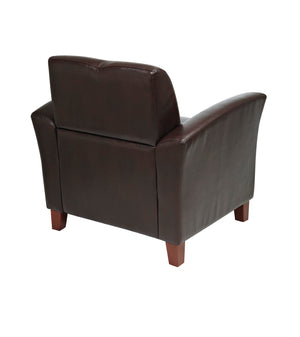 OSP Home Furnishings Mocha Bonded Leather Club Chair with Cherry Wood Legs for Modern Living Spaces SL2271EC9
