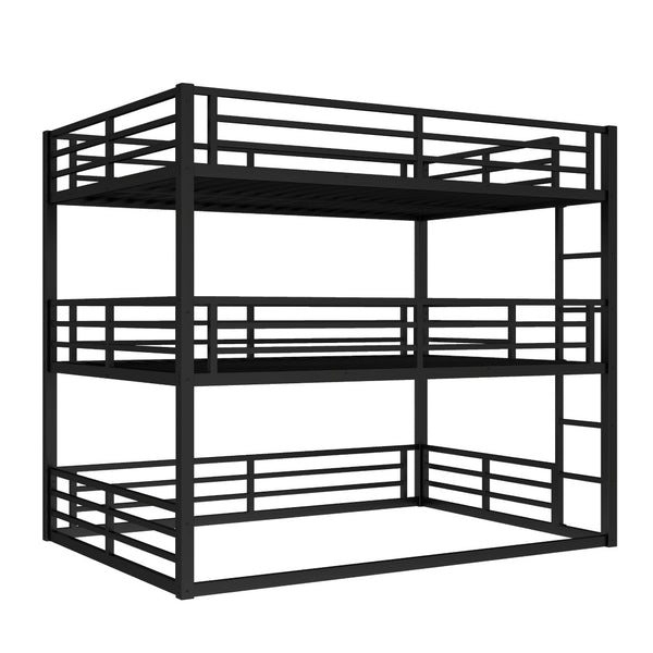 English Elm Queen Metal Triple Bunk Bed - Space-Saving, Heavy-Duty Design With Safety Guardrails For Comfort W1580S00145-GIGA