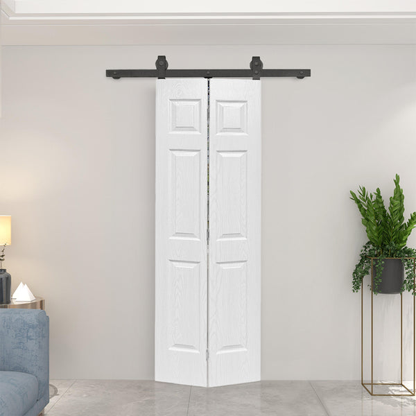 English Elm 30 in Matte Black Steel Sliding Barn Door Frosted Glass Privacy Panel with Hardware B2763P484470