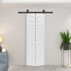 English Elm 30 in Matte Black Steel Sliding Barn Door Frosted Glass Privacy Panel with Hardware B2763P484471