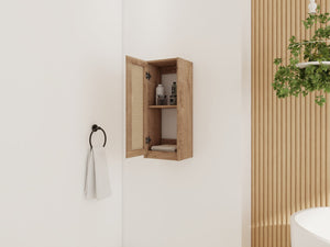 English Elm 12" Bathroom Side Cabinet Wall-Mounted, Soft-Close Hinges, Plywood, Hidden Handle, Space-Saving Storage W999P279375
