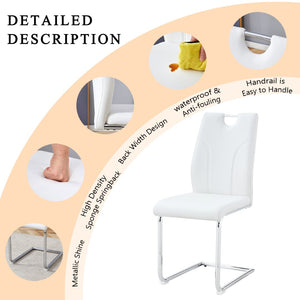 English Elm White Pu Dining Chair Set - Modern Comfort With Ergonomic Design, Silver Metal Legs, Set Of 6 Chairs W2920P225023-GIGA