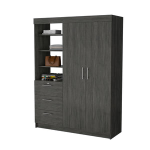 English Elm Nuvo Mid-century Oak Double Door Storage Cabinet with Hairpin Legs and Bottom Drawer B128S00228