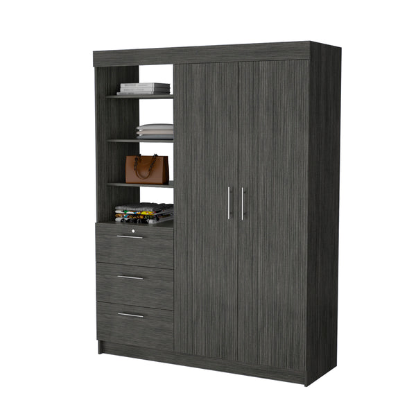 English Elm Nuvo Mid-century Oak Double Door Storage Cabinet with Hairpin Legs and Bottom Drawer B128S00228