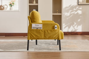 English Elm United We Win Corduroy Loveseat Plush Ergonomic Sofa with Spring Support Metal Legs Mustard Yellow W1568P410047