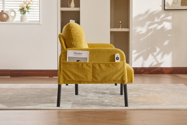 English Elm United We Win Corduroy Loveseat Plush Ergonomic Sofa with Spring Support Metal Legs Mustard Yellow W1568P410047