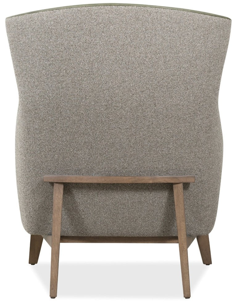 Hooker Furniture Camille Sculptural Accent Chair With Potenza Graphite Fabric & Siena Moss Leather, Dark Wood Cradle Frame CC237-026