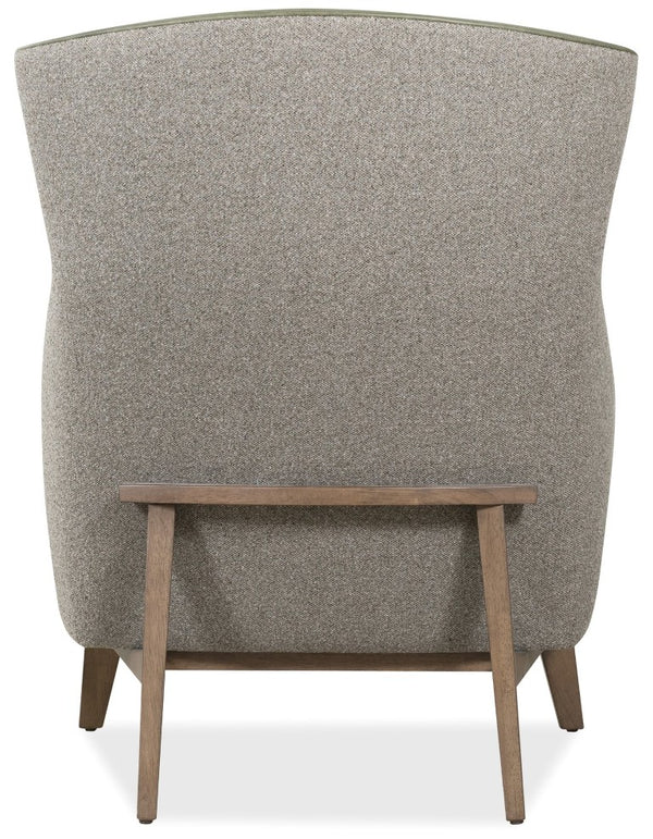 Hooker Furniture Camille Sculptural Accent Chair With Potenza Graphite Fabric & Siena Moss Leather, Dark Wood Cradle Frame CC237-026