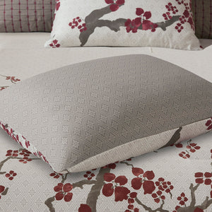 JLA Home N Natori - Comforter Natori Cherry Blossom Reversible Cotton Sateen & Percale Overfilled Oversized Set, OEKO-TEX Certified NS10-1849
