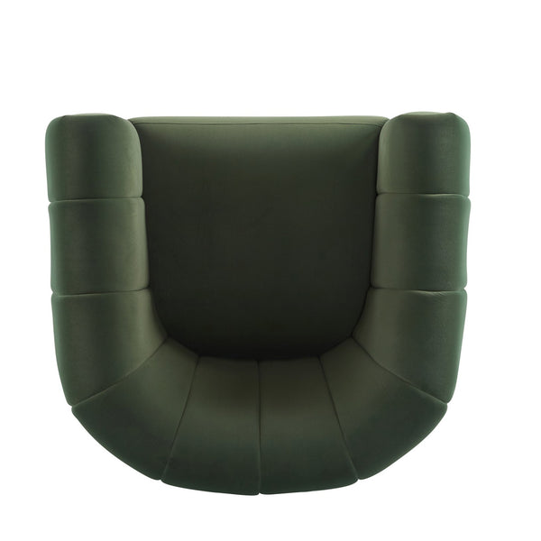 English Elm Christopher Knight Home® - Swivel Velvet Club Chair with Tub Back and 360° Rotation, Plush Iron Frame, No Assembly Needed Olive Green 37.8 L x 33.46 W x 27.17 H N776P264952S
