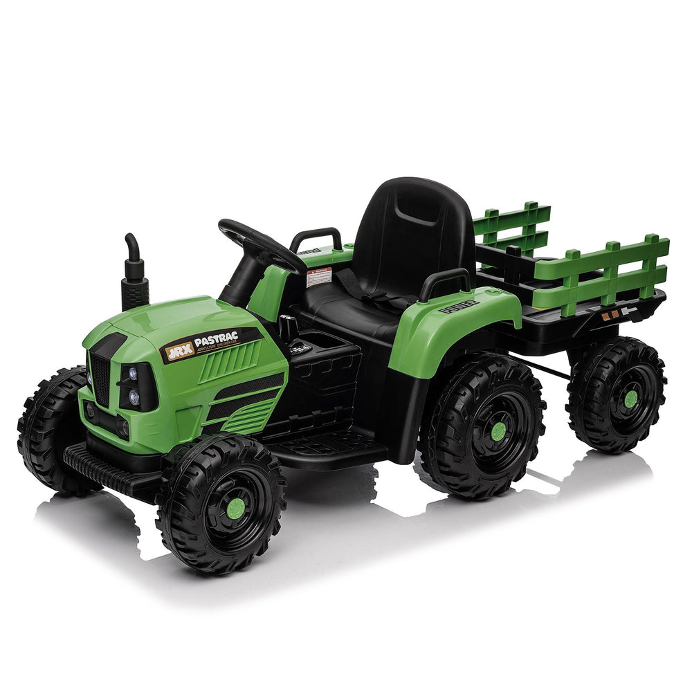 English Elm Ride on Electric Tractor Toy with Trailer 24v 400w Dual Motors Remote Control Led Emerald W1578P194690