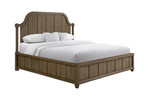 English Elm Queen Upholstered Headboard Bed Walnut Veneer Frame Transitional Bedroom Furniture B2699S00114