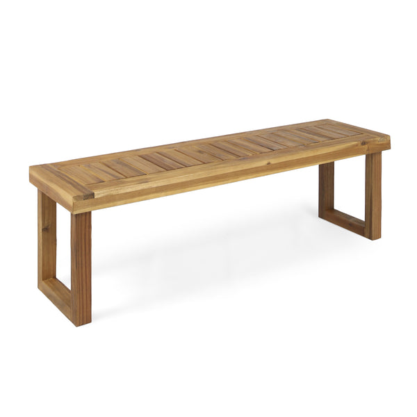 English Elm Nestor Solid Acacia Outdoor Bench Set of Two Slatted Natural Wood Patio Seating 63892.00