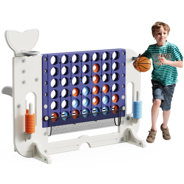 English Elm 4-to-score Giant Backyard Game Set with 4 Activities Height Adjustable Family Fun White+Purple W2700P357855