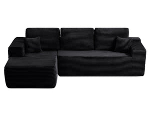 English Elm 104" Cloud Modular Sectional Plush Corduroy Deep Seating Sofa with Chaise for Living Room W3975S00031