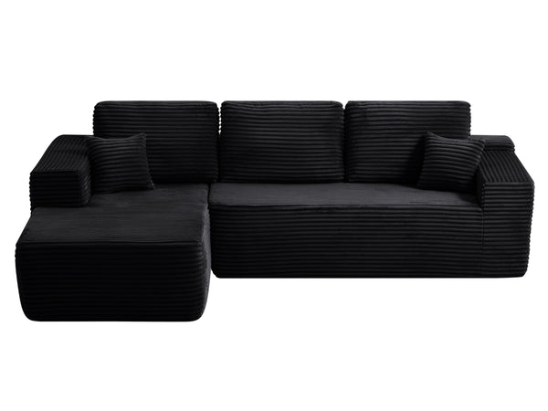 English Elm 104" Cloud Modular Sectional Plush Corduroy Deep Seating Sofa with Chaise for Living Room W3975S00031