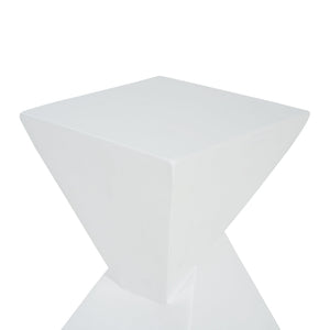 English Elm All Weather Mgo X Base Accent Table Geometric Sculptural Outdoor Indoor White N770P341402W