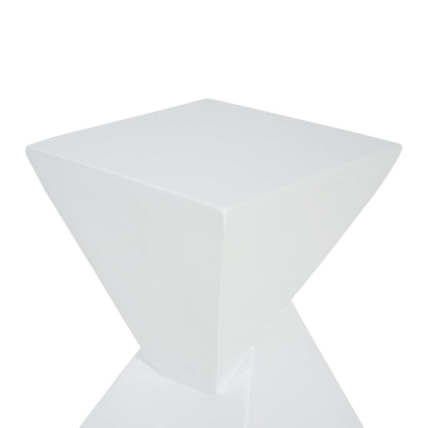 English Elm All Weather Mgo X Base Accent Table Geometric Sculptural Outdoor Indoor White N770P341402W