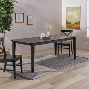 English Elm Christopher Knight Home® - DINING Rustic Farmhouse Slatted Top Table with Solid Rubberwood Construction and Tapered Square Legs Black 65643.00BLK