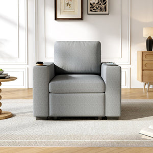 English Elm 101.2" Modular Chenille Sectional Sofa with Tufted Cushions and Deep Seating for Living Room Gray N719S001934E