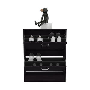 English Elm Inola Black Wengue Two-Door Shoe Cabinet with Adjustable Shelves — Sleek Concealed Storage for 12 Pairs B070P368051