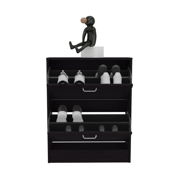 English Elm Inola Black Wengue Two-Door Shoe Cabinet with Adjustable Shelves — Sleek Concealed Storage for 12 Pairs B070P368051