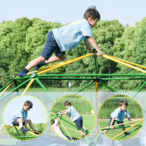 English Elm 13ft Geodesic Dome Climber with Hammock Powder Coated Steel Backyard Play Structure Yellow MS306993AAL