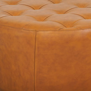 English Elm Seletar Round Genuine Leather Tufted Ottoman Glam Living Room Footrest Seating B183P231929