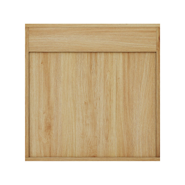 English Elm Natural Wood Tone Mdf Wall Cabinet with Mirror Open Shelves and Door for Bathroom W3875P379311