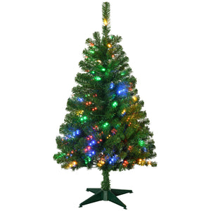 English Elm Homcom 4Ft Prelit Artificial Christmas Tree With 208 Branches & 100 Led Lights For Small Spaces W2225P249674