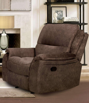 English Elm Transitional Multi-Function Glider Recliner with Channel Back, Cup Holders, Hidden Storage, Upholstered Comfort Dark Brown 43 L x 34 W x 30 H B2741P385036