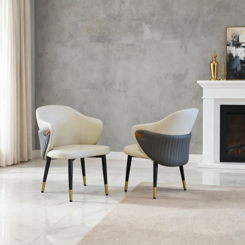 English Elm Modern Pu Leather Ergonomic Dining Chairs Mid Century Style Set of 2 for Home W2699P401049