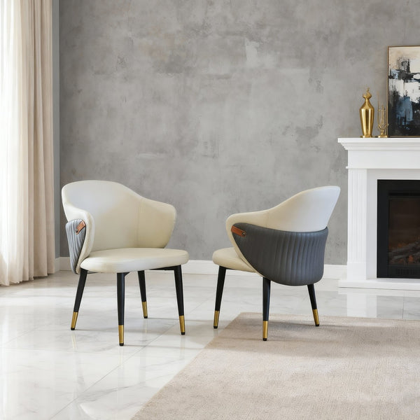 English Elm Modern Pu Leather Ergonomic Dining Chairs Mid Century Style Set of 2 for Home W2699P401049