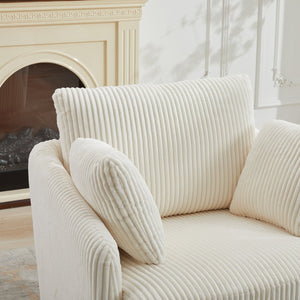 English Elm 40.55"w Oversized Swivel Lounge Chair Corduroy Upholstered Club Seat for Living Room Ivory W1298P202213