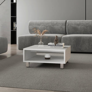 English Elm White Modern Coffee Table With Open Storage Shelf - Stylish, Durable Design For Contemporary Living Spaces B062P252204-GIGA