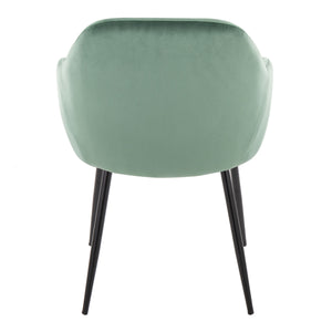 English Elm Dining Chairs Set of 2 Green Velvet Upholstered Seats with Tapered Black Metal Frame B202P471288