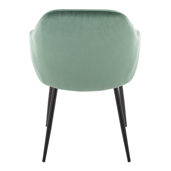 English Elm Dining Chairs Set of 2 Green Velvet Upholstered Seats with Tapered Black Metal Frame B202P471288