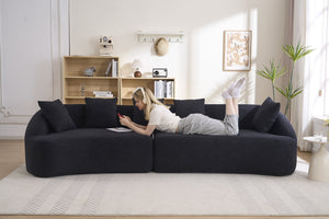 English Elm Compression Foam Curved Sectional Chenille Sleeper Sofa for Modern Living Rooms W2231S00051
