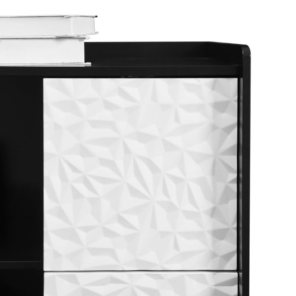 English Elm Sideboard Buffet Cabinet – Modern Black & Red Storage With 2 Drawers, Open Shelves For Stylish Organization W409P176583-GIGA