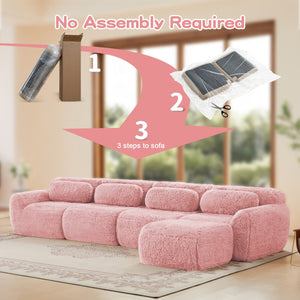 English Elm L-shaped Modular Plush Sectional Sofa with Cloud Foam Cushions for Cozy Living Spaces Pink W714S01563