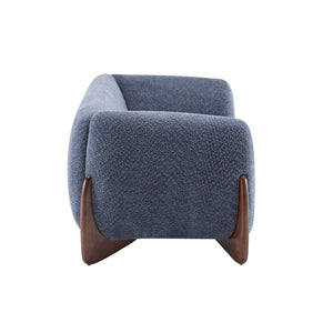 English Elm Christopher Knight Home® - 82Inches Oversized Navy Blue Boucle Sherpa Sofa - Plush Comfort, Modern Style & Walnut Legs N771P205090U_N771P205091U