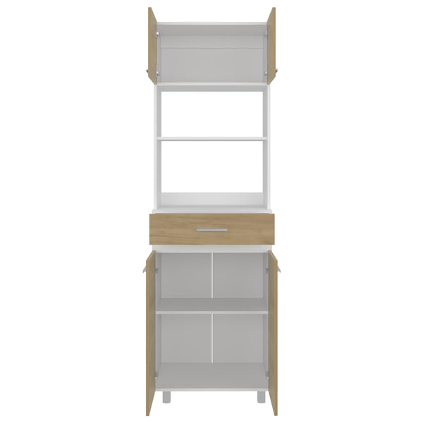 English Elm Kitchen Pantry Tall 4‑Door Cabinet with Drawer and 4 Shelves, Engineered Wood Beige‑White Modern Storage B097P350304