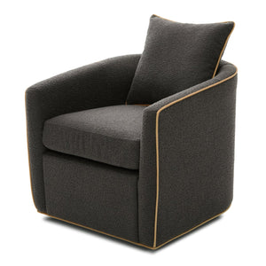 English Elm Swivel Barrel Accent Chair Boucle Upholstered with 360 Base for Living Room Corners Dark Grey N763P376127R