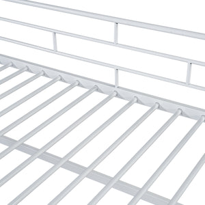 English Elm Mid Mid Loft Bed with Storage Stairs Twin Safety Ladder Low 26.6" Slats Sturdy Metal Frame White MF323325AAK