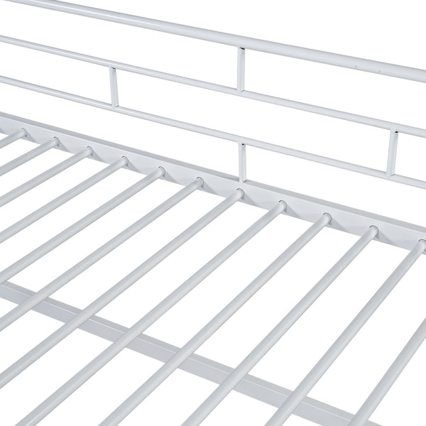 English Elm Mid Mid Loft Bed with Storage Stairs Twin Safety Ladder Low 26.6" Slats Sturdy Metal Frame White MF323325AAK