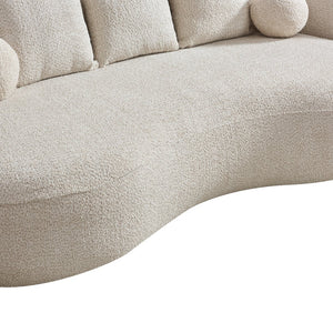 English Elm 90 Inch Curved Boucle Sofa Sculptural Upholstered Couch for Modern Living Spaces Beige N773P376896S