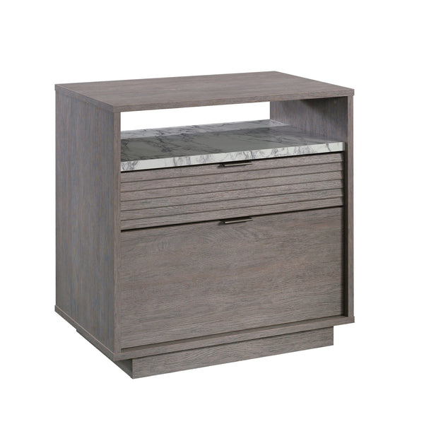 English Elm Lateral File - Stylish Medium Grey Lateral File With Faux Marble Accent For Home Office Organization B356P354473