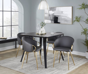 English Elm Chair with Silver Metal Frame and Padded Faux Leather Seat for Modern Dining Spaces Grey+Gold B202P471296